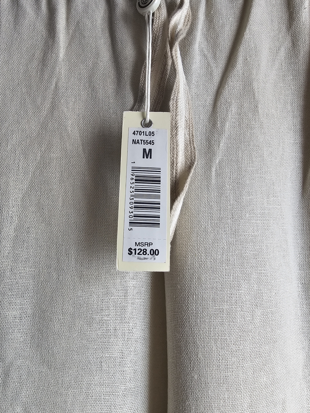Max Studio Cream Linen-Blend Wide Leg Drawstring Pants - Picture 2 of 6